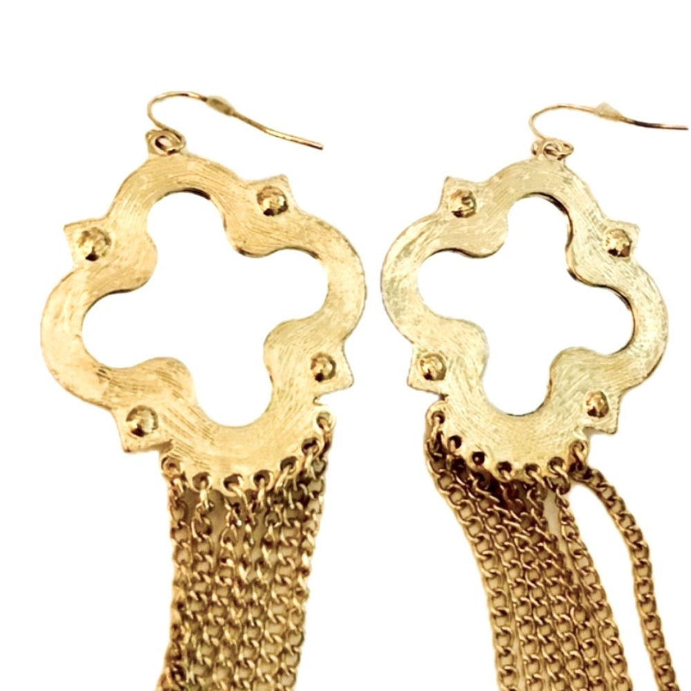 LAST PAIR Boho Rhinestone Gypsy Chic Fringed Statement Earrings NWT - Picture 5 of 6